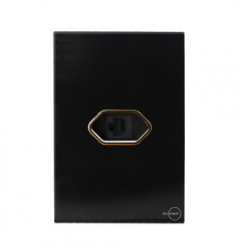 Conjunto Entrada RJ45 Horizontal (INTERNET) 4x2 - Novara Preto Brilhante Gold